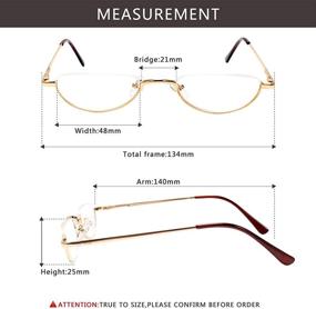 img 3 attached to 👓 Fuaisi Vintage Alloy Half-Moon Classic Slim Reading Glasses for Men and Women - Half Frame