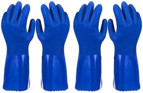 img 4 attached to 🧤 Blue Small Rubber Household Cleaning Gloves with Cotton Lining for Kitchen Dishwashing- 2 Pairs