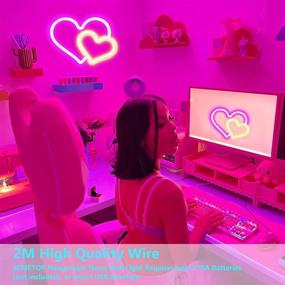 img 2 attached to 💖 Vibrant Heart Neon Sign: Lively LED Wall Decor for Aesthetic Cool Room, Bedroom, Bar, Party – USB/Battery Powered, Ideal Gift for Kids, Christmas, Wedding, Night Light