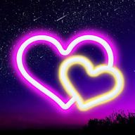 💖 vibrant heart neon sign: lively led wall decor for aesthetic cool room, bedroom, bar, party – usb/battery powered, ideal gift for kids, christmas, wedding, night light логотип