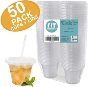 img 2 attached to 🥤 50-Pack Clear Plastic Cups with Lids - BPA Free Take Out Containers for Iced Cold Drinks, Coffee, Tea, Smoothies, and more! Disposable, Crack Resistant, and Perfect for Bubble Boba