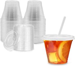 img 4 attached to 🥤 50-Pack Clear Plastic Cups with Lids - BPA Free Take Out Containers for Iced Cold Drinks, Coffee, Tea, Smoothies, and more! Disposable, Crack Resistant, and Perfect for Bubble Boba
