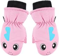 winter unisex waterproof ❄️ cotton lined mittens: essential girls' accessories logo