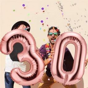 img 2 attached to Rose Gold Jumbo 30 Foil Party Balloons - 42 Inch Number 30 Balloons for 30th Birthday Party Decorations and Anniversary Event