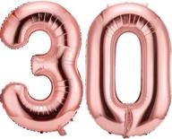 rose gold jumbo 30 foil party balloons - 42 inch number 30 balloons for 30th birthday party decorations and anniversary event логотип