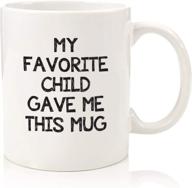 funny coffee mug - best mom & dad christmas gifts - gag xmas present idea from daughter, son, kids - novelty birthday gift for parents - fun cup for men, women, him, her: my favorite child gave me this logo