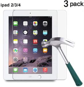 img 4 attached to 📱 TANTEK l230 HD Clear Anti-Scratch Glare Fingerprint Tempered Glass Screen Protector for Apple iPad 2/3/4, 3-Pack
