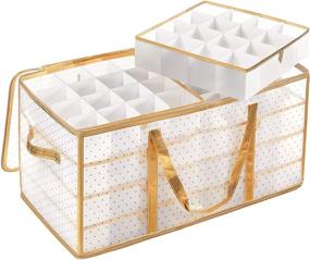 img 4 attached to 🎄 SONGMICS Holiday Ornament Storage Box, Holds 128 Christmas Ornaments, Storage Container with Dividers for Christmas Decorations, Semi-Transparent & Golden URFB029A01