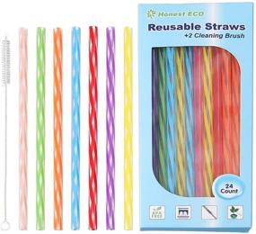 img 4 attached to 🍹 ECO Reusable Stirrer Straws Kit - 24 Count, Short Assorted Color Straws for Milk, Juice, Coffee, Smoothies, Cocktails and Kids, with Straw Cleaner Brush - 7.5in