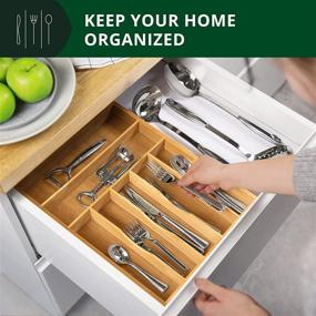 img 2 attached to 🍴 Premium Bamboo Kitchen Drawer Organizer - Stylish Silverware and Cutlery Tray with Grooved Dividers for Flatware and Utensils (7 Slot, Natural) - Enhanced SEO