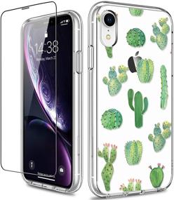 img 4 attached to 🌵 GiiKa iPhone XR Case: Clear Floral Girls Women Protective Case with Screen Protector – Green Cactus Design