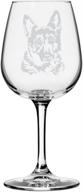 🍷 etched all-purpose 12.75oz libbey wine glass with german shepherd dog design логотип