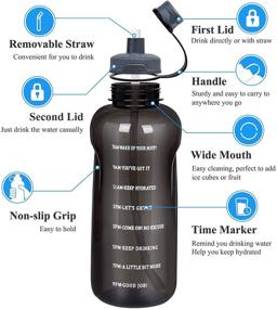 img 3 attached to 🚰 Stay Hydrated with Our Large Motivational 64 OZ Water Bottle & Straw - Half Gallon Marked for Gym, Hiking, Camping - Leak Proof, BPA Free - Wide Mouth Sports Bottle (64 OZ, Black)