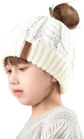img 4 attached to Winter Girls' Ponytail 🎀 Beanie - Accessories for Toddler Girls