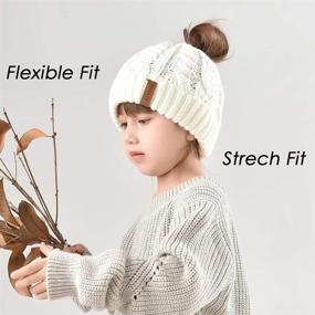 img 2 attached to Winter Girls' Ponytail 🎀 Beanie - Accessories for Toddler Girls