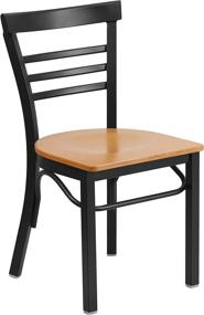 img 3 attached to 🪑 Black Metal Restaurant Chair with Three-Slat Ladder Back - Natural Wood Seat by Flash Furniture HERCULES Series