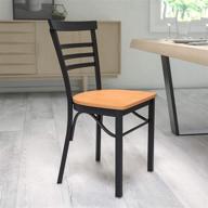 🪑 black metal restaurant chair with three-slat ladder back - natural wood seat by flash furniture hercules series логотип