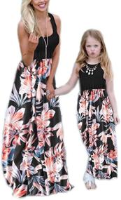 img 4 attached to Casual Floral Dresses: Matching Outfits for Girls' Clothing