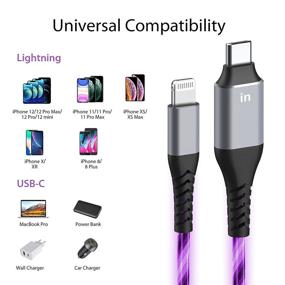 img 2 attached to USB C To Lightning Cable 3FT-Oliomp (Apple MFi Certified) Lighted Up LED Flowing IPhone Charger Cable 3Ft Fast Charging Data Cable For IPhone 13/12/11 Pro Max/XS/XR/X/8/7/6S/6Plus/SE/5S/5C(Purple)