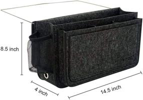 img 3 attached to 🛏️ ViTZO Bedside Organizer Caddy: Double Layer Felt with Metal Loop, Multiple Pockets for Tablets, Phones, Books, and More - Charcoal