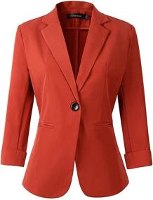 img 4 attached to 💼 Stylish Women's 3/4 Sleeve Lightweight Office Work Suit Jacket Boyfriend Blazer – Elegant and Professional Attire