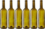 premium 6 pack empty wine bottles - green glass bottles for home bottling & decorations (750ml) logo