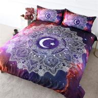 🌌 "blessliving galaxy twin bedding: celestial mandala comforter cover with moon and star design, purple cosmic nebula deep space bed set, perfect astrology gift for kids boys (twin size) logo