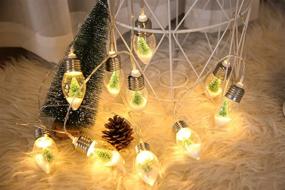 img 3 attached to 🎄 10 Ft Christmas Pine Tree String Lights - 20 LEDs with Bulb Shapes and Snowflake for Indoor Outdoor Thanksgiving Xmas Fairy Light - Garden Garland Party Decorations - Warm White - Battery Powered (3AA)