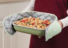 img 1 attached to Laminet 2-Pocket Xtra Long Double Oven 🥬 Mitt Pot Holder - Heat Resistant, Celery Green