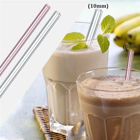 img 1 attached to 🥤 Multicolor 10mm Glass Drinking Straws, 12 Pack - Reusable & BPA Free Straws for Beverages, Shakes, Milk Tea, Juices - Including 2 Cleaning Brushes