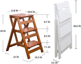 img 1 attached to 🪜 KINGBO Nut Brown Step Stool: Folding 3-Step Ladder for Adults, Portable Wooden Counter Chair - Anti-Slip & Lightweight