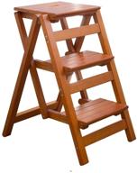 🪜 kingbo nut brown step stool: folding 3-step ladder for adults, portable wooden counter chair - anti-slip & lightweight logo