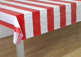 img 1 attached to Pack of 4 Oojami Red 🎪 and White Stripes Carnival Theme Party Tablecovers