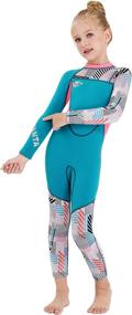 img 2 attached to 👙 JELEUON Little Kids Girls Boys UV Protection Swimsuits – 2.5mm Neoprene Wetsuit with Long Sleeves for Enhanced Warmth and Diving Comfort