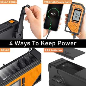 img 1 attached to NOAA Emergency Weather Radio, Portable Solar Hand Crank AM/FM Radio with 4 Power Sources, Battery, LED Flashlight, LCD Screen, SOS Alarm, Survival Bracelet, and 2000mAh Power Bank