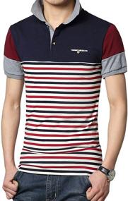 img 2 attached to Sandbank Striped Contrast Sleeve Cotton Men's Clothing for Shirts