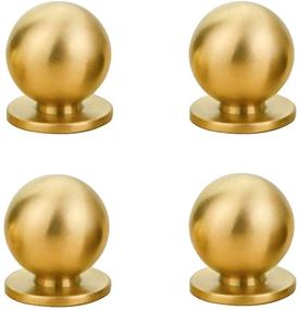 img 4 attached to ✨🔑 RZDEAL 4pcs 19MM Diameter Round Solid Brass Small Handles - Antique Cabinet Drawer Pulls - Modern Minimalist Knobs (Gold)