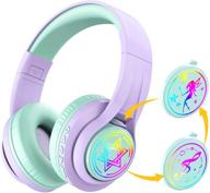 🎧 iclever transnova replaceable plate bluetooth headphones: colorful rgb light, volume limit, 45h playtime, microphone, hi-fi stereo sound - purple logo
