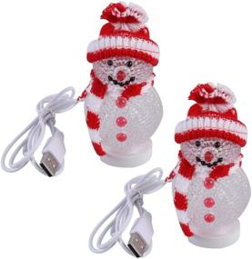 img 4 attached to Mobestech 2pcs Snowman USB Christmas Lights | USB Charging Night Light for Living Room & Nursery Room | Christmas Decoration