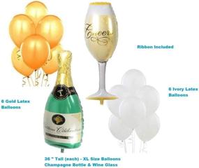 img 2 attached to 🍾 Jolly Jon XL Wine Glass & Champagne Balloon Set: Elegant Gold & Ivory Balloons for Wedding, Birthday, Retirement, Anniversary, Graduation - Perfect New Year's Eve and Engagement Party Decorations