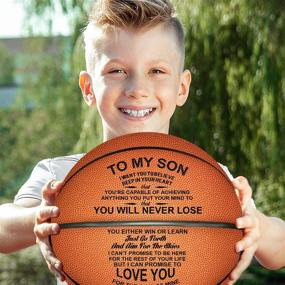 img 2 attached to 🏀 KWOOD Customized Basketballs: Personalized Indoor/Outdoor Game Leather Basketball for Men - Engraved Best Gift for Son from Mom and Dad