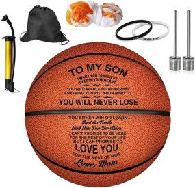 img 4 attached to 🏀 KWOOD Customized Basketballs: Personalized Indoor/Outdoor Game Leather Basketball for Men - Engraved Best Gift for Son from Mom and Dad