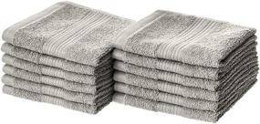 img 4 attached to 🚿 Fade-Resistant Gray Cotton Washcloth - 12-Pack by Amazon Basics