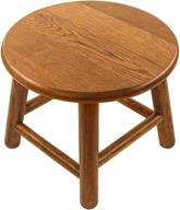 🪑 handcrafted solid wood kids stool - consdan usa grown oak, 9" low round step stool for children - small short shoe changing stool in chocolate logo