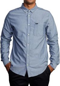 img 3 attached to RVCA Oxford Sleeve Button Pirate Men's Clothing and Shirts