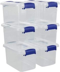 img 4 attached to 📦 Ponpong 5.5 Quart Plastic Storage Boxes Bins Containers with Lids and Handles, Pack of 6