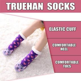 img 3 attached to 🧦 TRUEHAN Kids Slipper Socks - Soft, Thick, Cozy, Fuzzy Animal Design, Anti-Slip, Winter Thermal Christmas Socks for Indoor Use