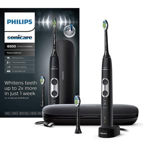 img 4 attached to Philips Sonicare ProtectiveClean 6500 электрическая зубная щетка с чехлом для путешествий, дополнительная насадка - черный (HX6462/08)