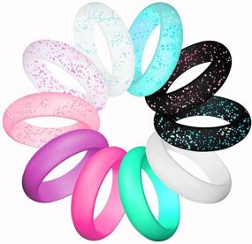 img 4 attached to 💍 LUNIQI Silicone Wedding Ring for Women: Stackable, Durable & Safe-10 Rings Pack