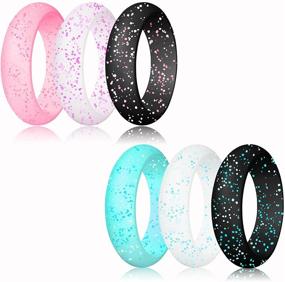 img 3 attached to 💍 LUNIQI Silicone Wedding Ring for Women: Stackable, Durable & Safe-10 Rings Pack